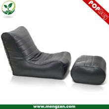 Classical PU couro beanbag recliner lounger, Sala de estar bean saco sofá lounger com pé fezes